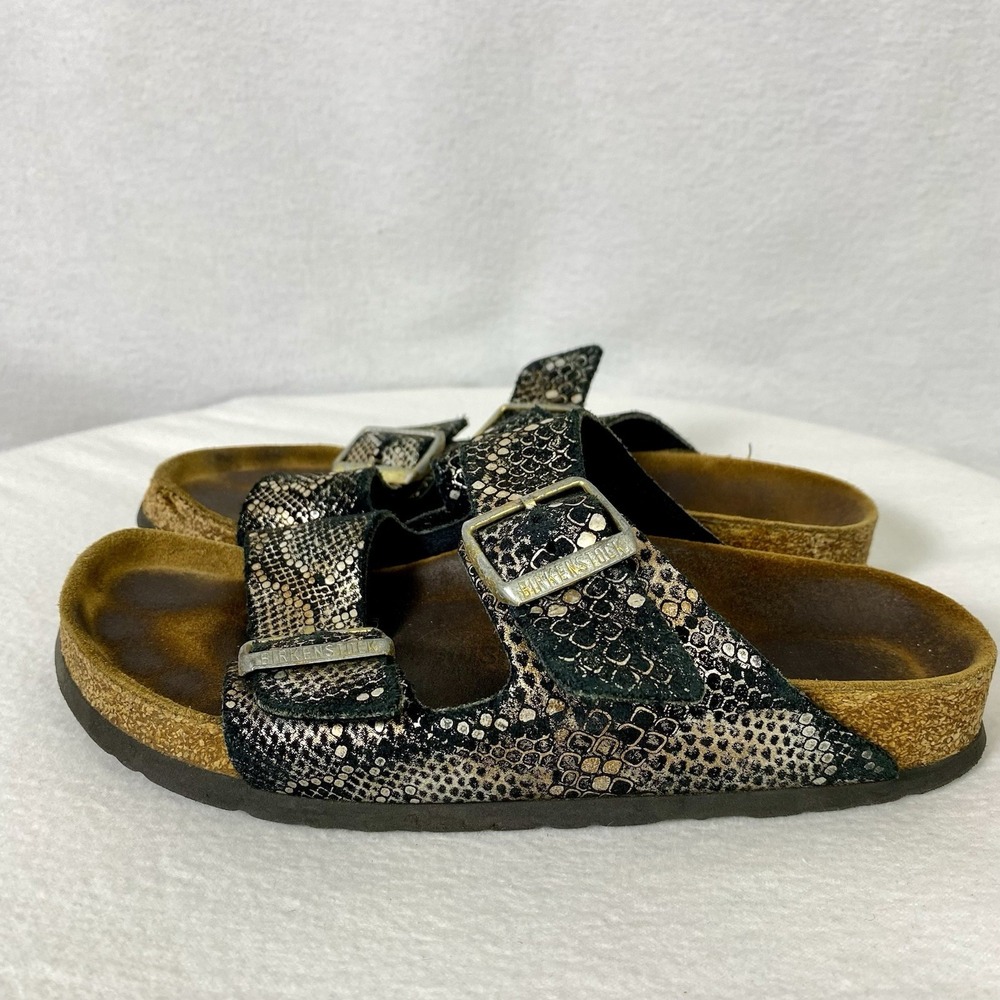 Birkenstock Arizona Womens 37 Sandals Soft Footbed Buckle Cork Preppy Beach Boho